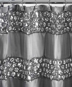Glamorous Silver Bling Shower Curtain for Sinatra Bathroom Decor