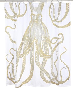 Gold Octopus Shower Curtain - Thomas Paul Bathroom Decor