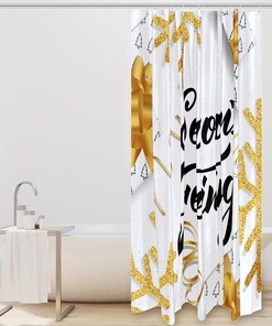 Gold Snowflake Christmas Shower Curtain for Glamorous Bathroom Decor