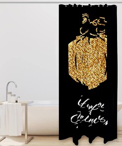 Golden Pumpkin Happy Halloween Fabric Shower Curtain for Bathroom Decor