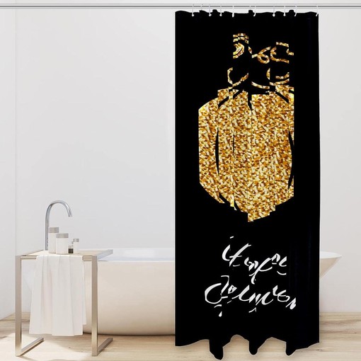 Golden Pumpkin Happy Halloween Fabric Shower Curtain for Bathroom Decor