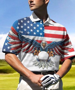 Golf Eagle Wings Polo Shirt with Skull