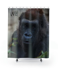 Gorilla Shower Curtain with Wild Animal Print - Perfect for Jungle Theme Bathroom