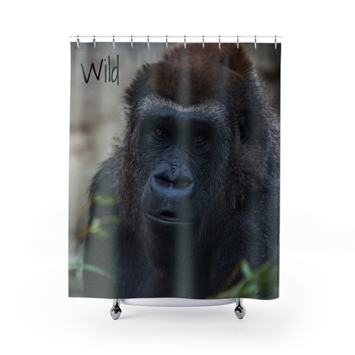 Gorilla Shower Curtain with Wild Animal Print - Perfect for Jungle Theme Bathroom