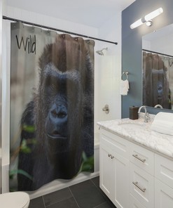 Gorilla Shower Curtain with Wild Animal Print - Perfect for Jungle Theme Bathroom
