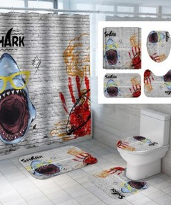 Graffiti Shark Wall Painted Shower Curtain - Bathroom Curtain Decor