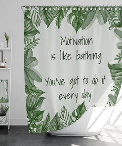 Green Leaves Bathroom Curtain for Plant Themed Bathroom Decor 