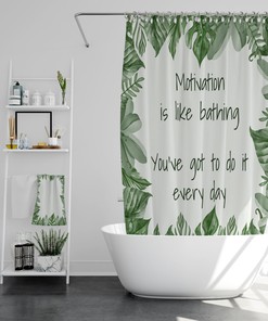 Green Leaves Bathroom Curtain for Plant Themed Bathroom Decor