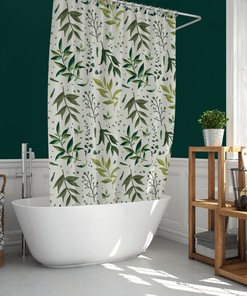Green Leaves Waterfall Shower Curtain for a Nature-Inspired Bathroom Decor