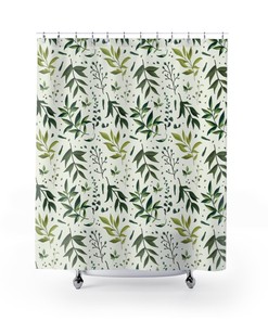 Green Leaves Waterfall Shower Curtain for a Nature-Inspired Bathroom Decor