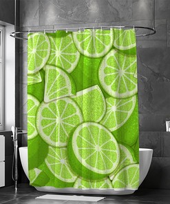 Green Lemon Shower Curtain for Home Hotels Machine Shower Bath Curtain, Waterproof Shower Curtain Lining