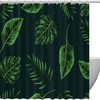 Green Palm Leaves Shower Curtain with Tropical Jungle Design for Bathroom Decor