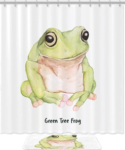 Green Tree Frog Waterproof Shower Curtain for Your Bathroom 