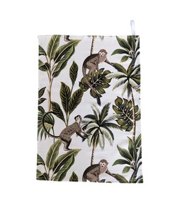 Green and Cream Monkey Tea Towel - Perfect Home Decor Addition