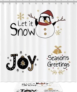 Greeting Penguin Waterproof Shower Curtain for Your Bathroom