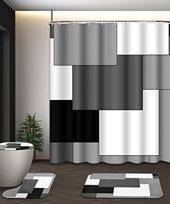 Grey Geometric Shower Curtain for a Sleek and Modern Touch