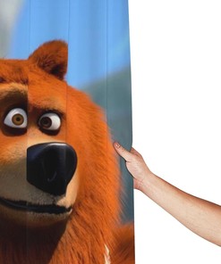 Grizzly Bear Animation Shower Curtain - Cute Animal Bathroom Decor, Waterproof Bath Curtain