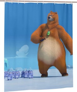 Grizzly Ice Lemmings Bear Shower Curtain - Wildlife Bathroom Decor with Waterproof Bath Curtain Design