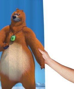 Grizzly Ice Lemmings Bear Shower Curtain - Wildlife Bathroom Decor with Waterproof Bath Curtain Design