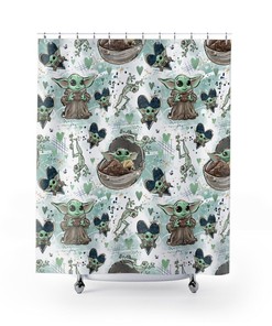 Grogu Star Wars Shower Curtain - Complete Your Star Wars Bathroom Decor with Baby Yoda