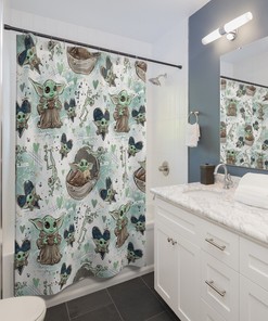 Grogu Star Wars Shower Curtain - Complete Your Star Wars Bathroom Decor with Baby Yoda