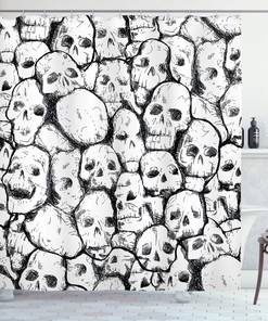 Grungy Halloween Skulls Shower Curtain - Bathroom Decor
