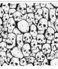 Grungy Halloween Skulls Shower Curtain - Bathroom Decor