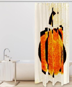 Halloween Pumpkin Shower Curtain with Watercolor Design for Bathroom Decor