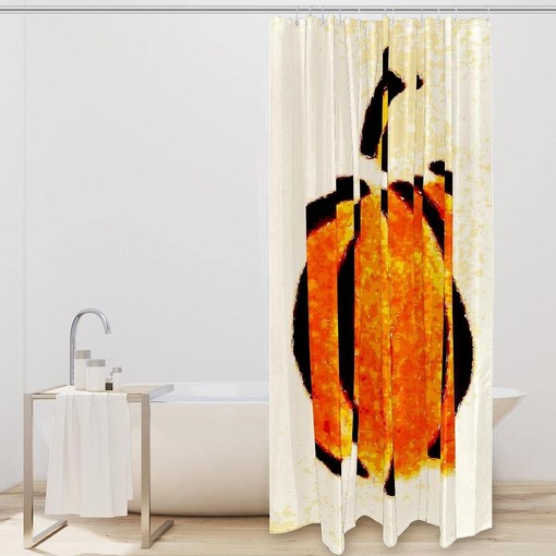 Halloween Pumpkin Shower Curtain with Watercolor Design for Bathroom Decor