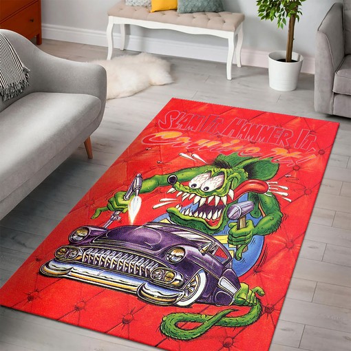 Hammer It and Cruise with Rat Fink Hot Rod Rug