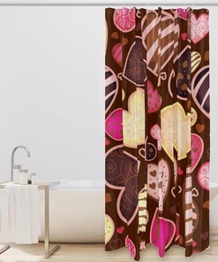 Happy Valentine's Day Candy Heart Love Fabric Shower Curtain for Bathroom Decor