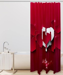Happy Valentine's Day Love Heart Fabric Shower Curtain for Bathroom Decor