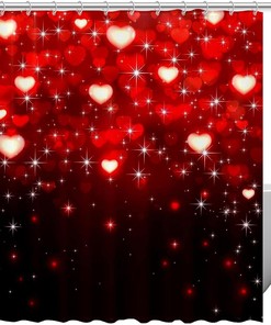 Happy Valentines Day Shower Curtain with Snowflake for Bathroom Decor