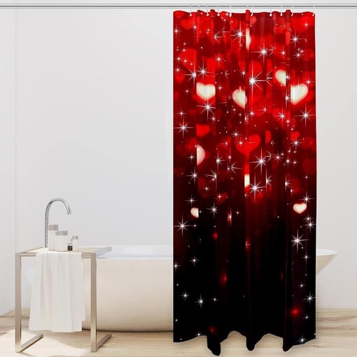 Happy Valentines Day Shower Curtain with Snowflake for Bathroom Decor