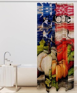 Harvest Pumpkin Shower Curtain with Autumn Welcome for Home Decor