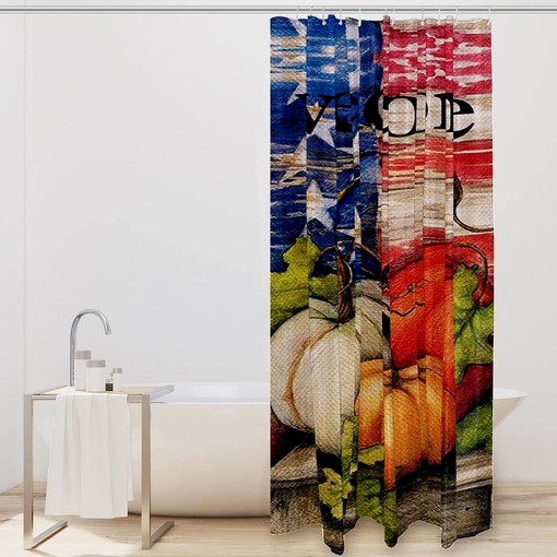 Harvest Pumpkin Shower Curtain with Autumn Welcome for Home Decor