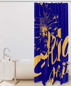 Hawaii Aloha Hibiscus Shower Curtain for Beachy Bathroom Decor