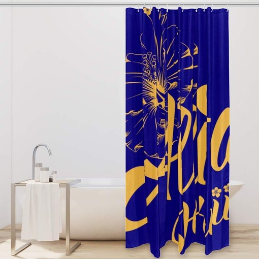 Hawaii Aloha Hibiscus Shower Curtain for Beachy Bathroom Decor
