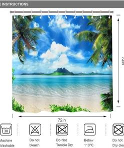 Hawaii Beach Shower Curtain with Palm Trees for Tropical Bathroom Decor