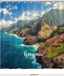 Hawaii Coastal Shower Curtain featuring Landmark Illustrations