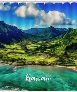 Hawaii Landmarks Shower Curtain, Coastal Bathroom Decor