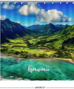 Hawaii Landmarks Shower Curtain, Coastal Bathroom Decor