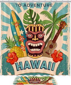 Hawaii Party Shower Curtain, Hawaiian Themes Bathroom Curtain