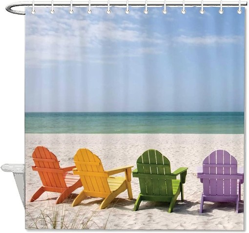 Hawaii Summer Beach Scenery Shower Curtain for Bathroom Decor, Home Decor Style