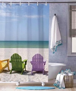 Hawaii Summer Beach Scenery Shower Curtain for Bathroom Decor, Home Decor Style