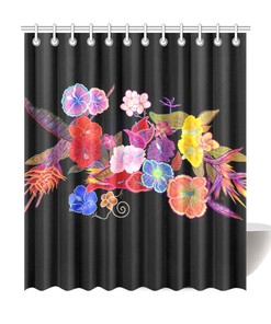 Hawaiian Flowers Tropical Print Shower Curtain for Bathroom Decor