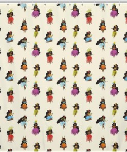 Hawaiian Girls Shower Curtain for Bathroom Decor