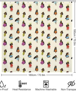 Hawaiian Girls Shower Curtain for Bathroom Decor