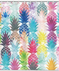 Hawaiian Pineapple Pattern Shower Curtain for Bathroom Decor, Home Decor Style