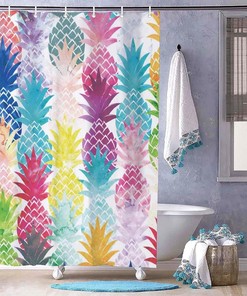 Hawaiian Pineapple Pattern Shower Curtain for Bathroom Decor, Home Decor Style